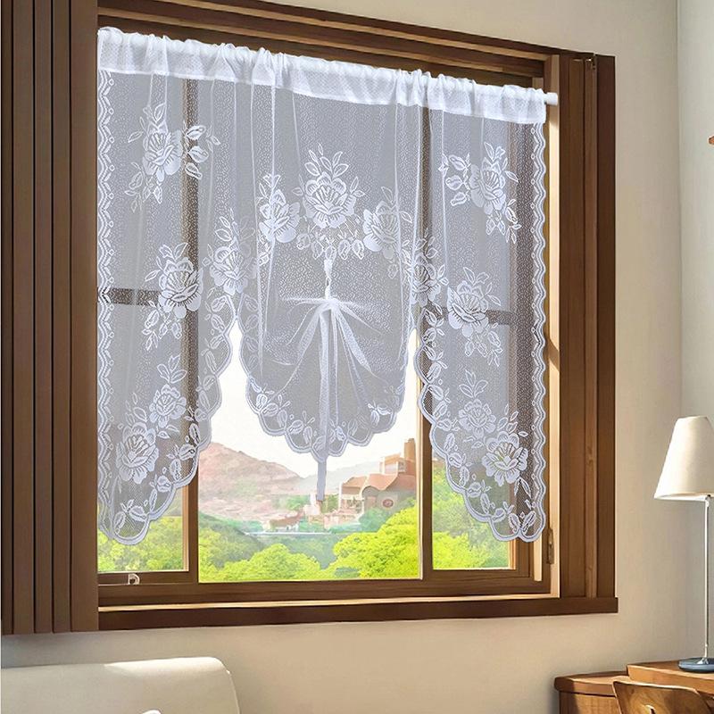 Американская белая двухслойная утепленная пряжа кружевная перегородка для комнаты для спальни или кухни