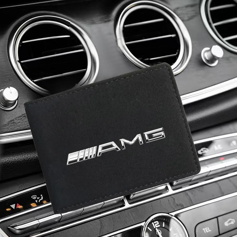 1Pcs Car Emblem Driver License Cover ID Credit Card Holder For Mercedes Benz AMG W212 W205 W246 W177 W176 W213 GLC GLE GLS ML Welcome Laser Lamp