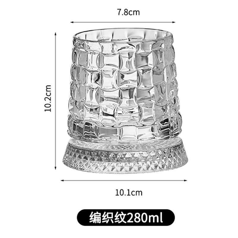 Rotating Whiskey Cup With Led Lamp Holder Crystal Glasses Tumbler for Cocktail Scotch, Bourbon, Gin, Brandy Home Bar Accessories