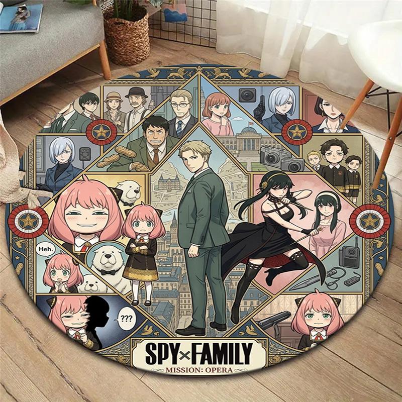 Ковер круглый Spy Family Ковер для гостиной, спальни, дивана, игровой комнаты Декор Нескользящий коврик для пола