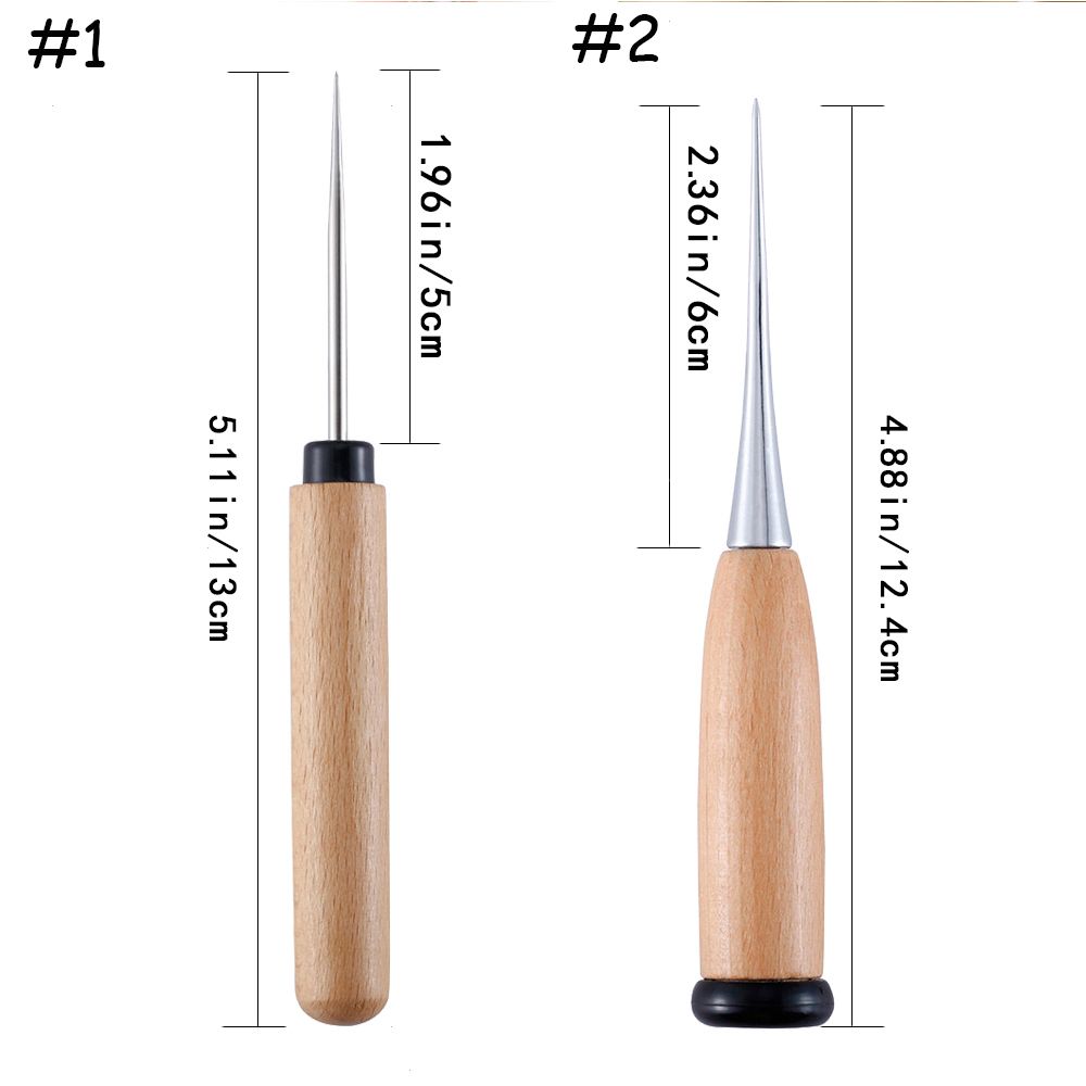 DIY Stitch Wooden Handle Punching Awl Tool Leather Craft Hole Maker