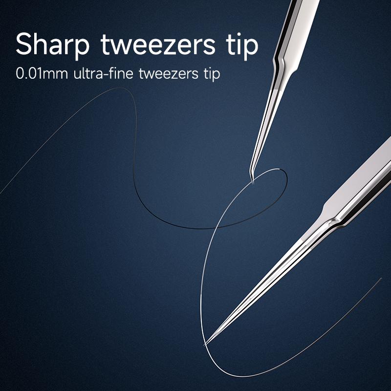 XZZ SA-14/15A Precision Tweezers 0.01mm Ultra Sharp Stainless Steel Tweezers Anti-Corrosion for Mobile Phone Repair Electronics