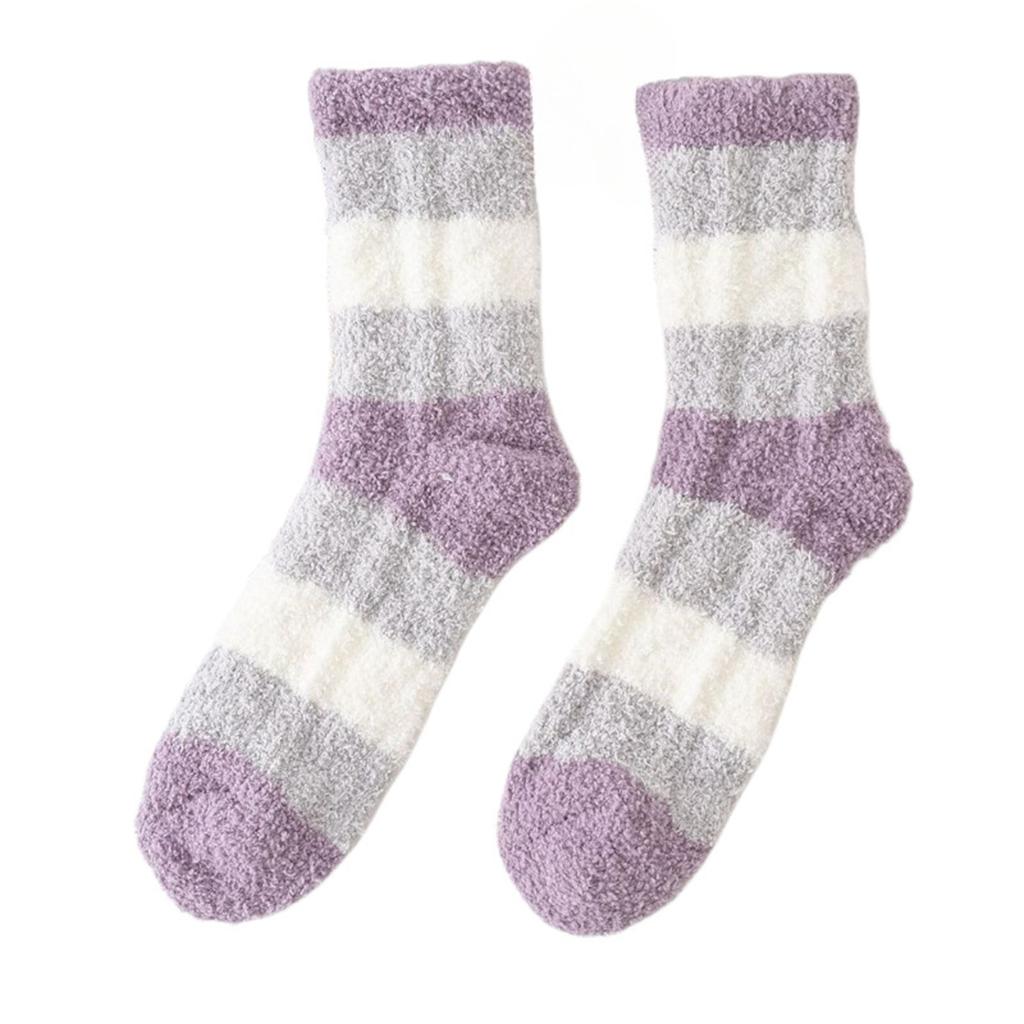 Popular Choice! Stylish Neutral Striped Socks, 1 Pair, Ideal Gift, Warm, Sweat-Absorbent & Hygienic for Bare Feet