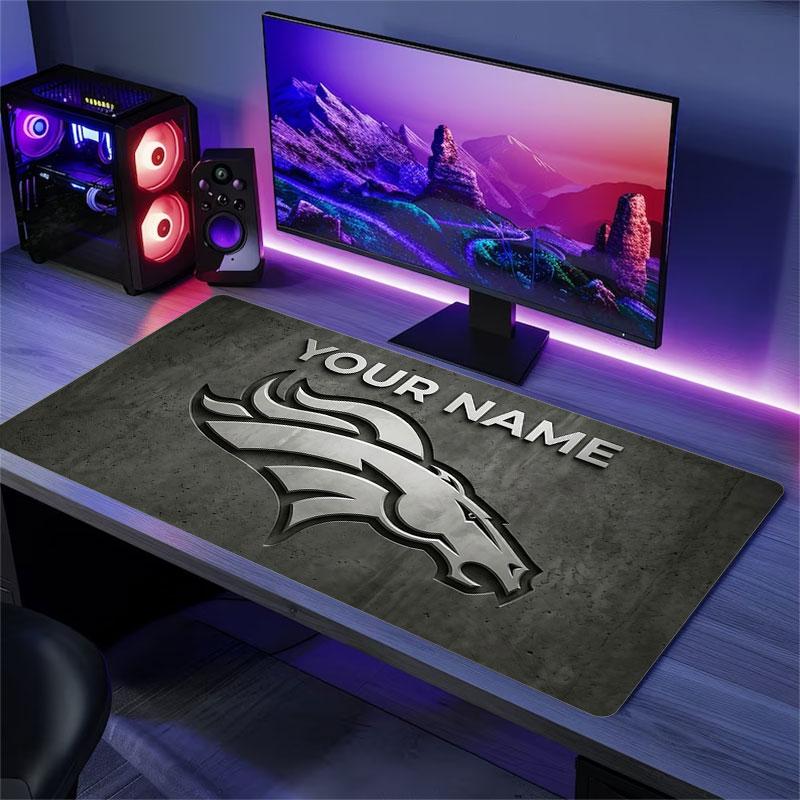 Custom Name,Denver Broncos Mouse Pad, Large Gaming Desk Mat, Non-slip XXL Mousepad for Laptop & Tablet, Mini PC Playmat with Stitched Edges