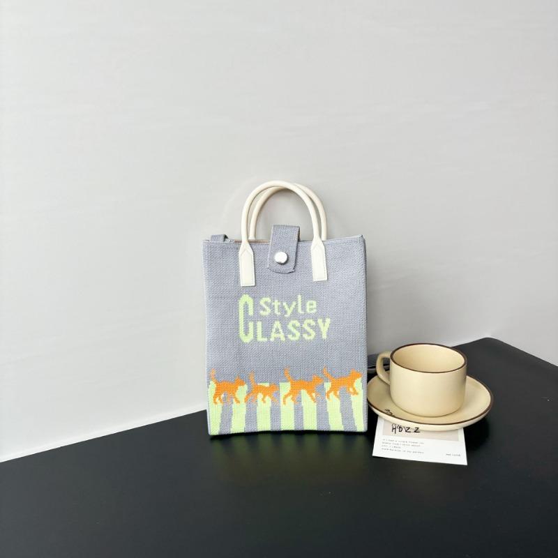 Премиальный стиль, сумка для мобильного телефона большой вместимости, вязаная сумка, нишевая, универсальная, на плечо, мессенджер, мультяшная, модная, дамская сумочка