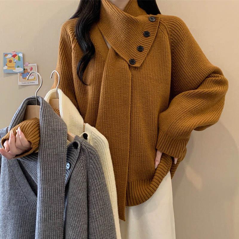 Sweater for Women Autumn Winter Thickened Warm Knitted Stretchy Long Sleeve Oversize Tops