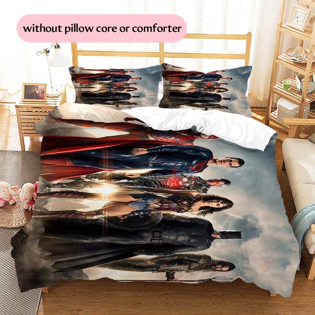 Justice League Heroes Bedding Set Duvet Cover Pillowcase No Filler, Soft Home Bedroom Decor, Perfect Gift for Fans.chl
