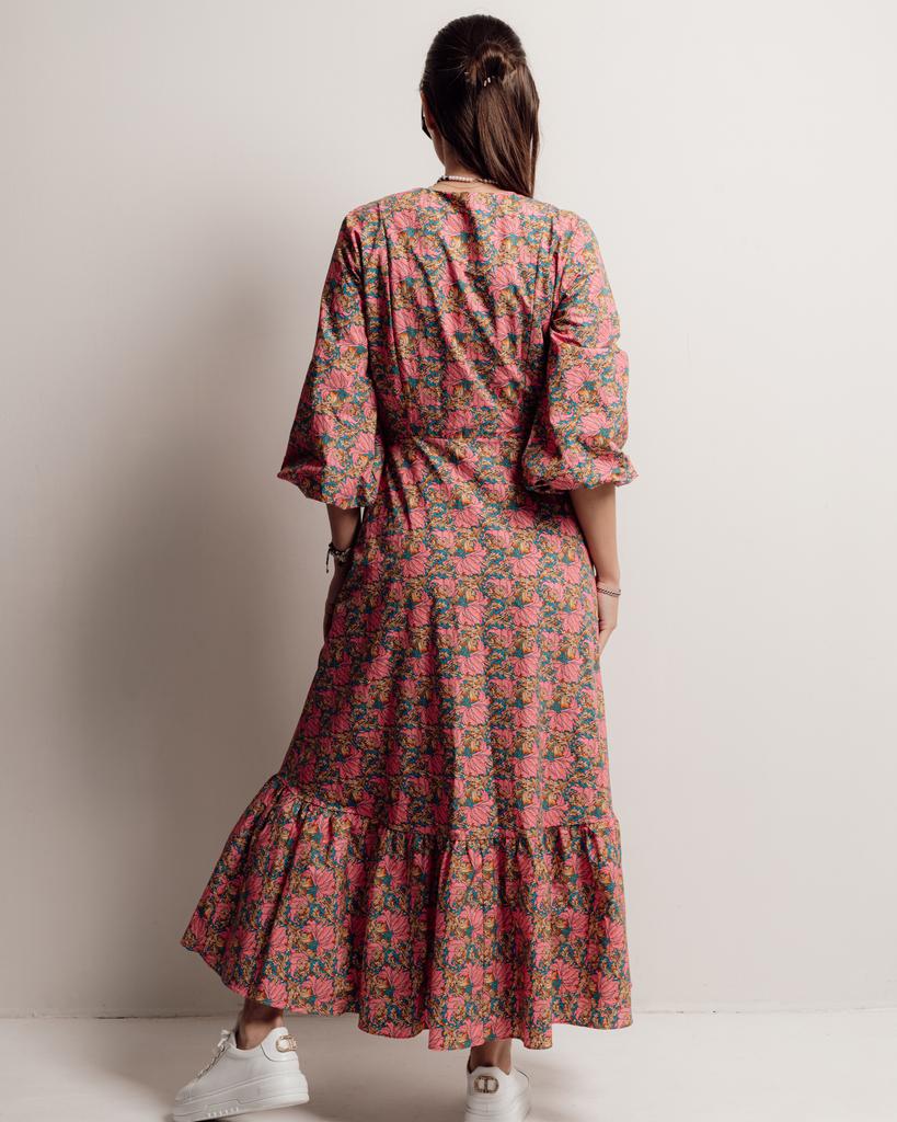 Summer Dress Long with Flowers Samsara 6672 36 Pink