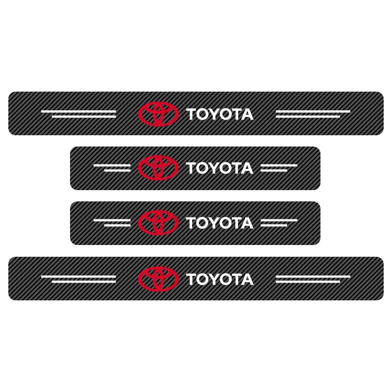 QDJ1  Car Door Threshold Scuff Plate Carbon Fiber Decals Stickers For Toyota RAV4 Corolla Camry Frontier Supra C-HR Hilux Tacoma Prado