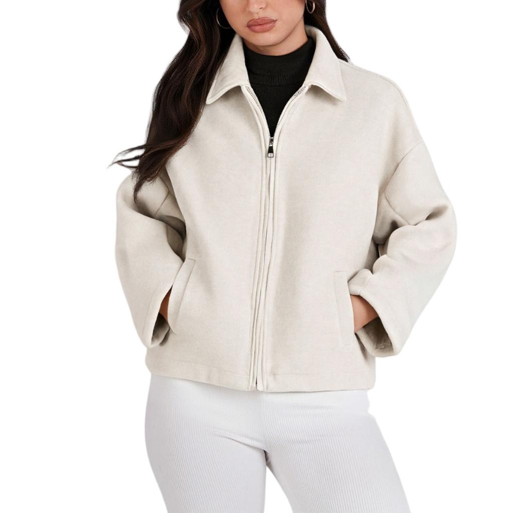 Женская модная свободная замшевая куртка на молнии со стойкой