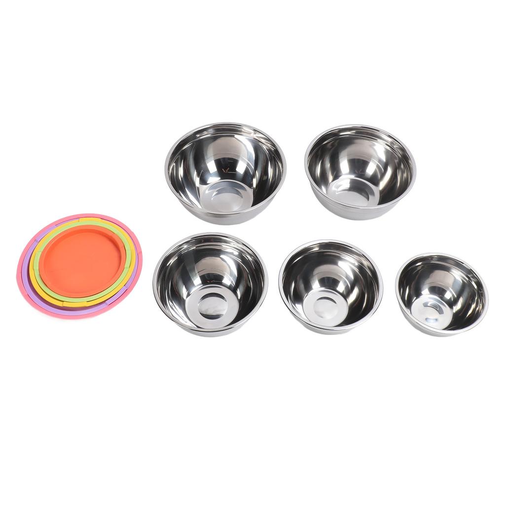 5PCS Mixing Bowls with Lids Stainless Steel Stackable Nesting Bowl Food Container for Baking