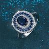 Luxury Oval Blue CZ Zircon Engagement Rings for Women Wedding Finger Ring Fashion Gifts Fine Jewelry