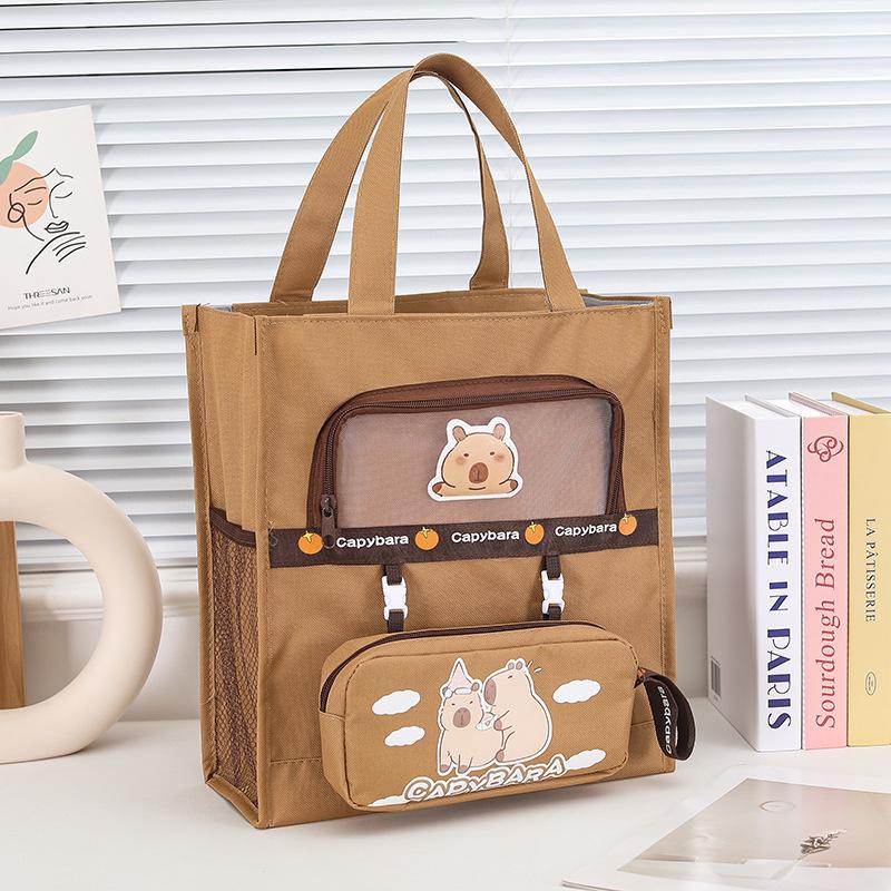 Канвасная сумка-тоут А4 с пандой - Большой вместимости для студентов и детских книг