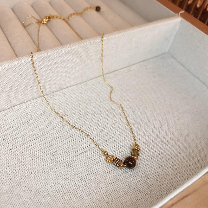 Золотое колье-боб из слитков - Нержавеющая сталь, Нишевый дизайн, Простая цепочка для ключиц, Универсальная модная бижутерия