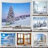 Winter White Tree Forest Natural Scenery Print Pattern Tapestry Home Living Room Bedroom Wall Decor Background Cloth Tapestry