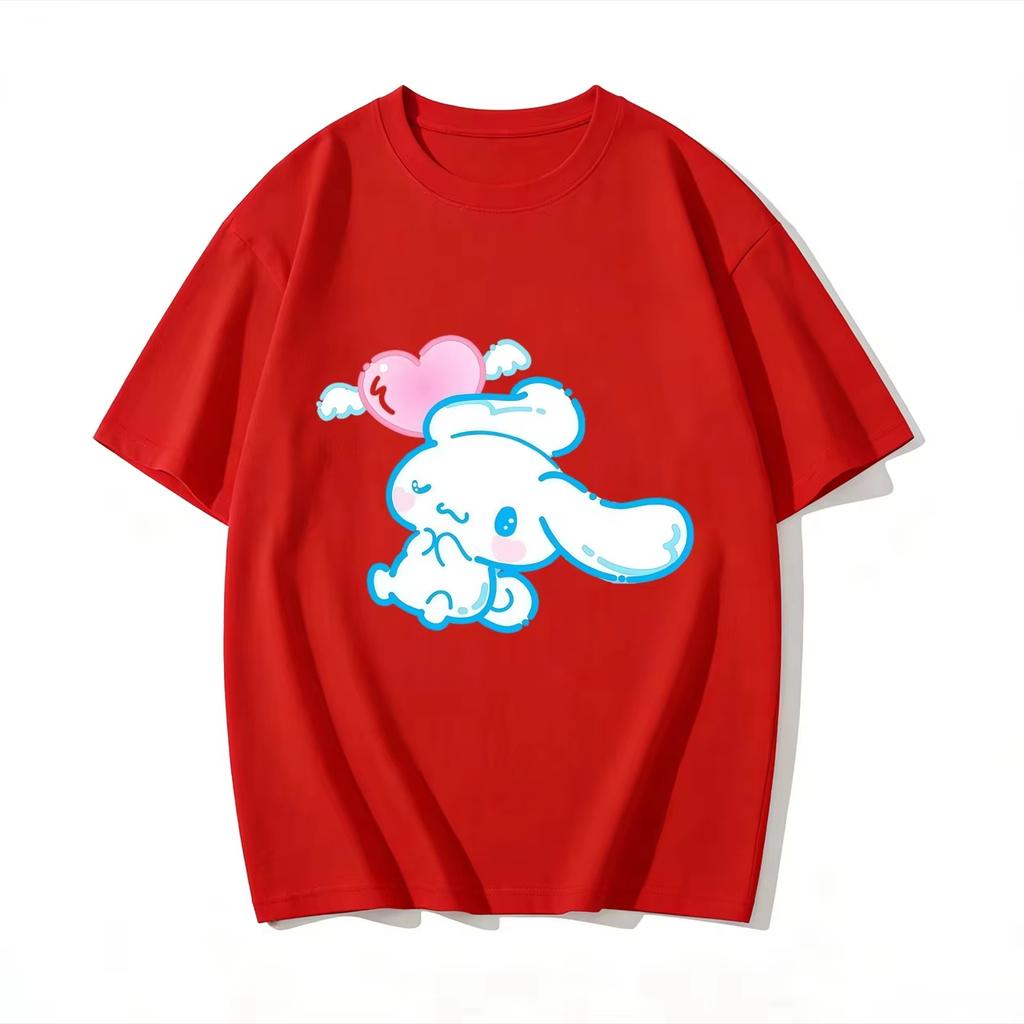 New Summer Cute Cinnamoroll TShirts Soft Cotton Short Sleeve Tees for Parents Kids Breathable Casual Daily Outfit Tops