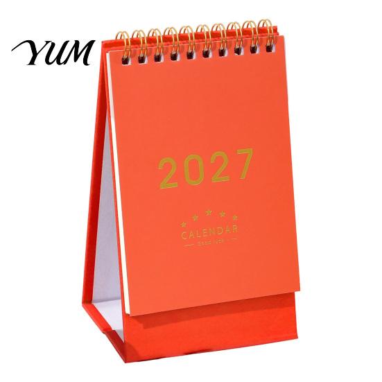 Stationery for Daily Tasks 2027 Desk Calendar, Standing Flip Desktop Minimalist Gold Foil Cover Professional Appointment Calendar Monthly Planner,