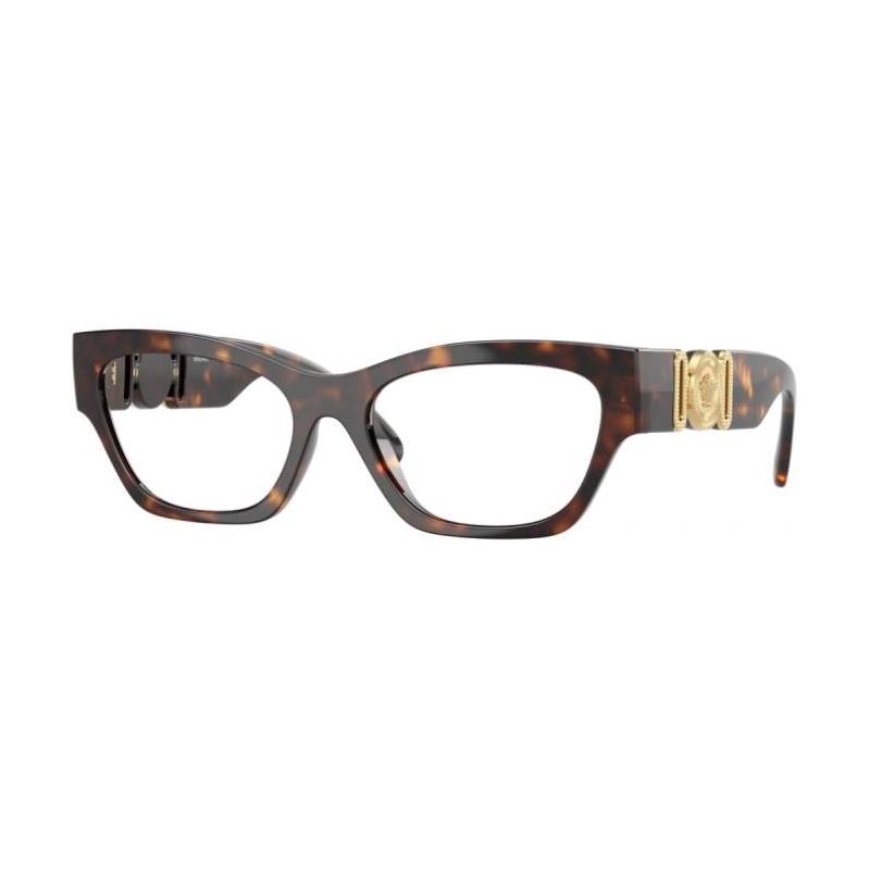 Versace Temple logo plastic butterfly optical frame women's tortoise shell 17550677 0VE3367U 108 havana-Tortoiseshell 52