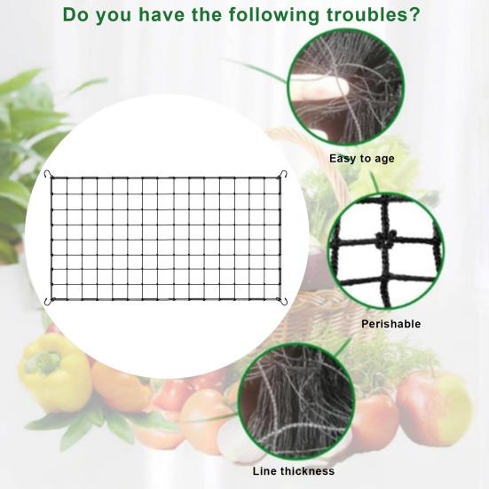 Сетка-трельяж для гроутента с 4 крючками, эластичная нейлоновая сетка, сверхпрочная поддержка, сетка для выращивания методом SCROG, садовая сетка