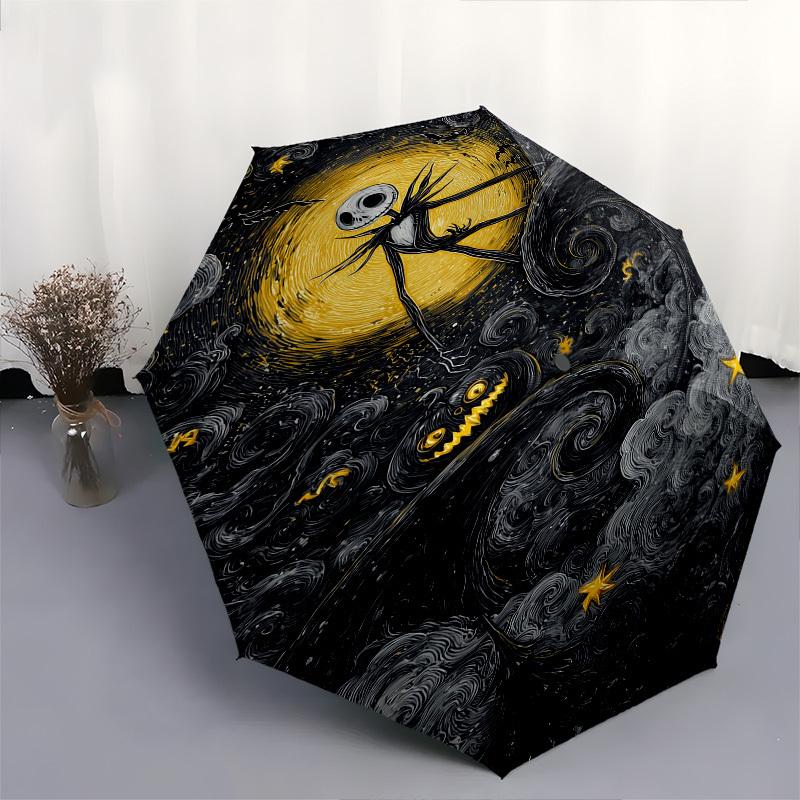 Nightmare Before Christmas, Jack Skellington Themed Automatic Opening and Closing Umbrella, Brightly Colored 8-rib Portable Umbrella, Suitable for Men