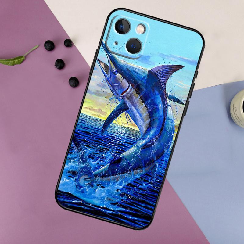 Чехол-картина 'Голубой марлин' для iPhone 16 15 14 13 12 11 Pro Max Plus X XS Max XR 7 8 Чехол Аксессуары