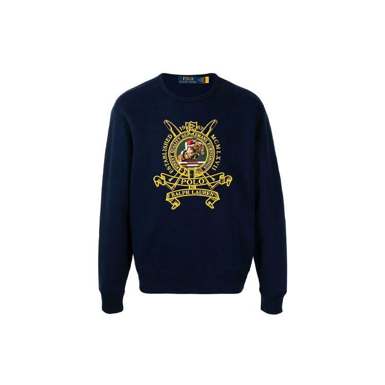 Polo Ralph Lauren вышитый флисовый свитшот с круглым вырезом мужские свитшоты синий 710823534-001