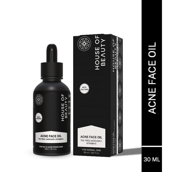 Масло House Of Beauty Acne Oil W/T Tea Tree, Avocado & Vit-E для подсушивания прыщавой и жирной кожи (30мл)