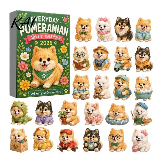 Unique Dog Themed Gift Advent Calendars 2026, Cute 24 Days Christmas Countdown Calendar Calendar, 2D Acrylic Collectible Figures for Lovers,