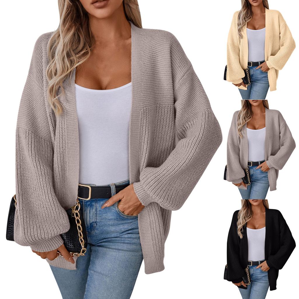 Женская мода повседневный трикотажный однотонный кардиган с капюшоном свитер пальто