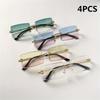 4pcs Trendy Rimless Metal Fashion Glasses for Women - Stylish Small Rectangular FramesAccentsPerfect for Fashion Accessories