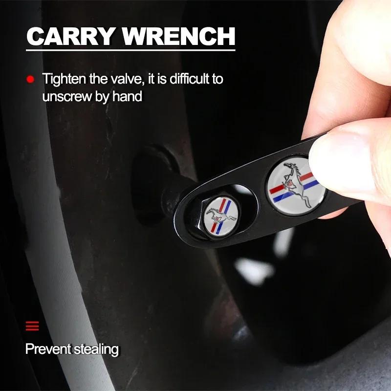 Car Sticker Hot For Ford Car Wheel Tire Valve Caps Cover Wrench KeyChain For Ford Mustang spoiler Shelby GT 350 500 Cobra e Focu