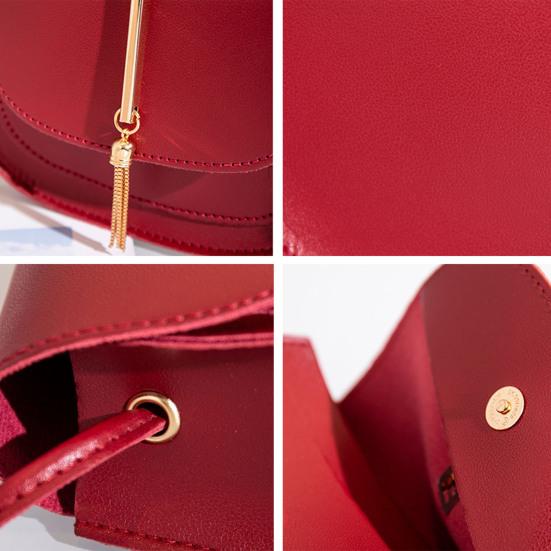 Женская сумка на одно плечо с металлическими кисточками из искусственной кожи, тонкий ремешок, сплошной цвет, портативный подарок на день рождения, прямоугольная женская сумка через плечо для мобильного телефона