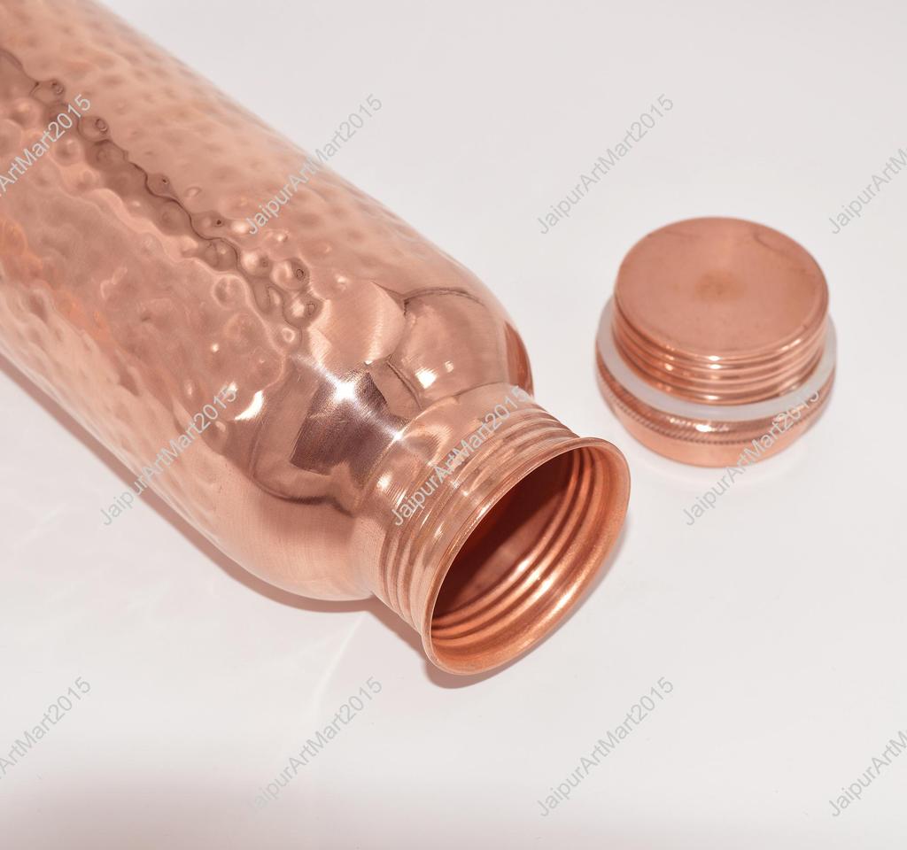 Pure Copper Bottle for Drinking Water - Indian Handmade Ayurveda and Yoga Health Benefits Water Bottle Copper Anniversary Gift - 32 Oz