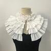 Pleated Ruffle Edge Lolita Fake Collar, Women'S French Stand-Up Collar Versatile Exaggerated Accessories, Retro Niche