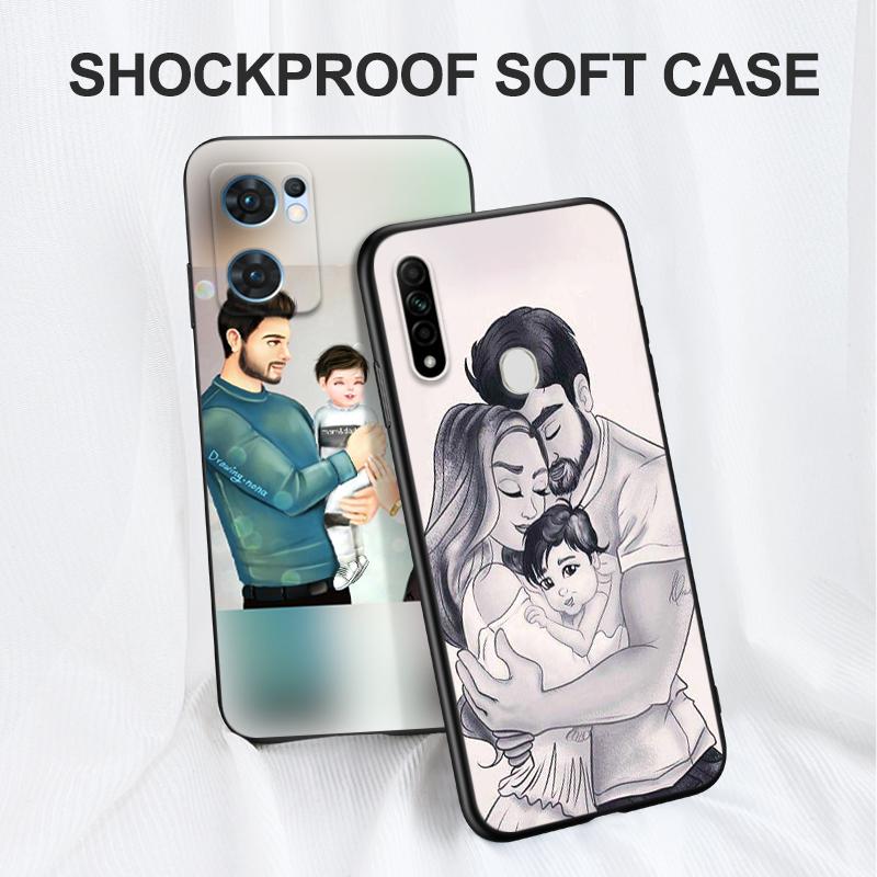 Black Tpu Case For Vivo V5 V5S V7 V9 Youth V11 V11i V15 V17 NEO V20 E V21 V21E V23 V23E PRO 4G 5G Mom Dad Baby Family