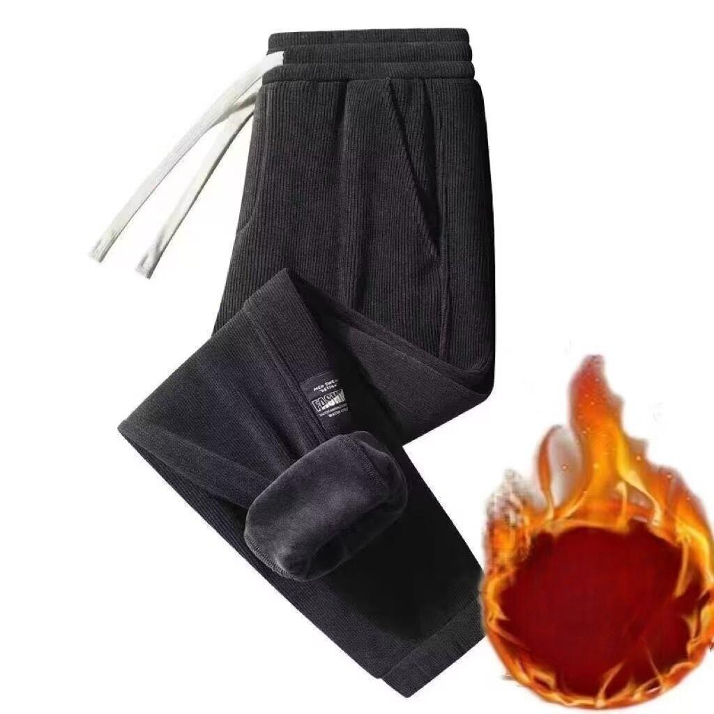 Мужские вельветовые повседневные брюки на флисовой подкладке, утолщенные зимние длинные брюки, спортивные штаны, весенне-осенние полосатые велюровые спортивные брюки