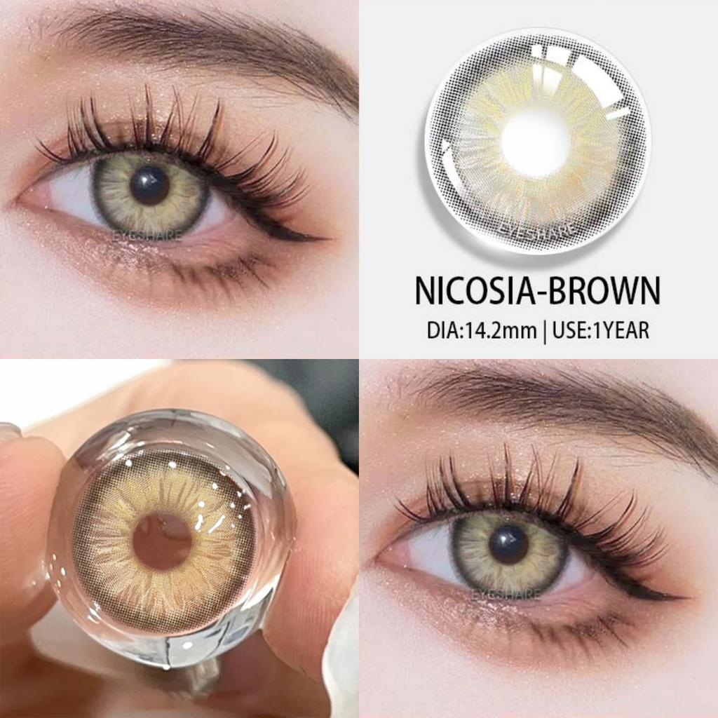 Eyeshare Цветные контактные линзы 1 пара цветных контактных линз модные темно-зеленые линзы для очков серые натуральные контактные линзы годовые линзы