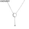 Shiny Zircon Round Circle Long Chain Tassel Necklace for Women Party Wedding Necklace Jewelry Gifts S-N713