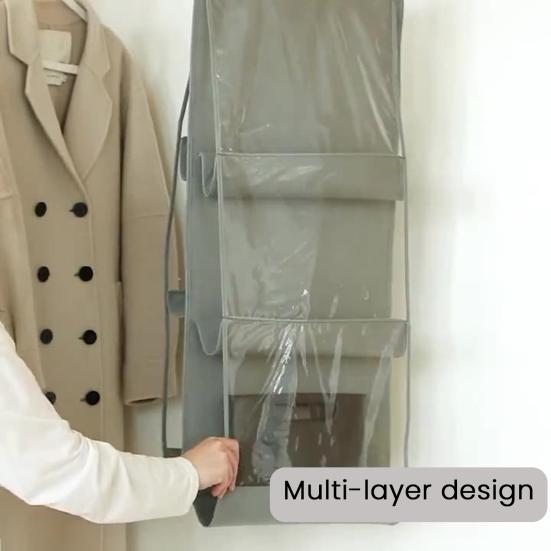 Подвесной органайзер для сумок, сумка для хранения кошельков с прозрачным окном, 6 карманов, органайзер для кошельков в шкаф для компактного хранения