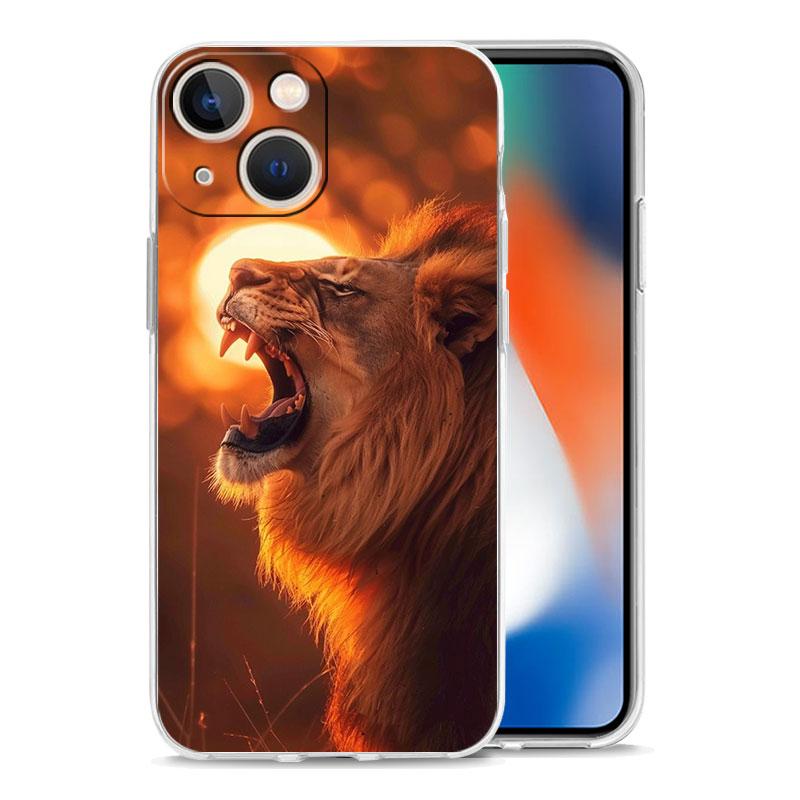 Чехол для телефона «Лев Альфа-самец Детеныш» для iPhone 11 Чехлы iPhone 15 12 13 14 16 Pro Max X XR XS 14 15 Plus 16Pro iPhone16 Прозрачная крышка