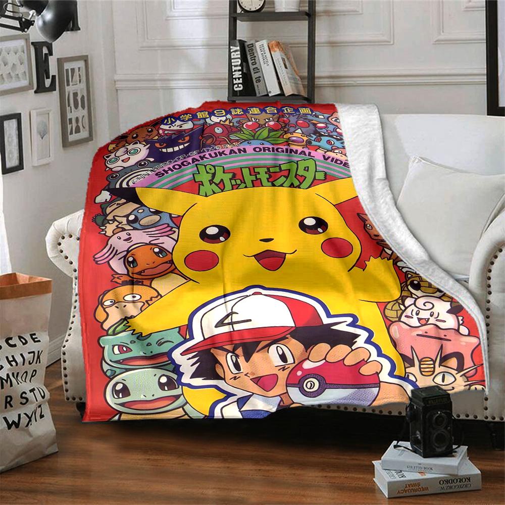 Pikachu Adventure Quest Flannel Blanket Super Soft Warm Cozy Blanket For Sofa Bed Office Travel Allseason Home Decor Gift