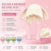 Fuzzy Texture Bunny Ear Hat Soft Plush Plush Winter Hat Durable Earflap Beanie Hat  Autumn Wear