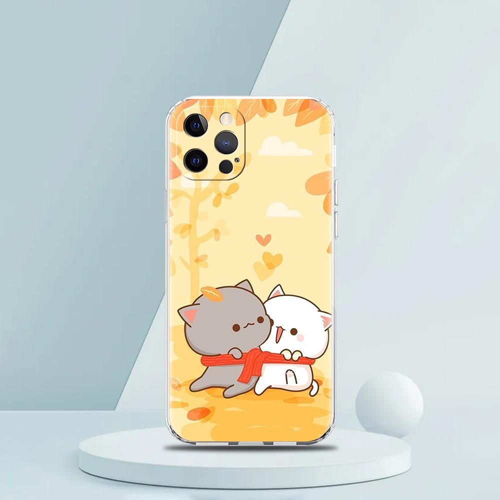Чехол-сумка для телефона с котиками Персик и Гома для iPhone 16 15 14 13 12 Pro Max Прозрачный чехол для iPhone 11 Pro Max 7 8 Plus XS XR