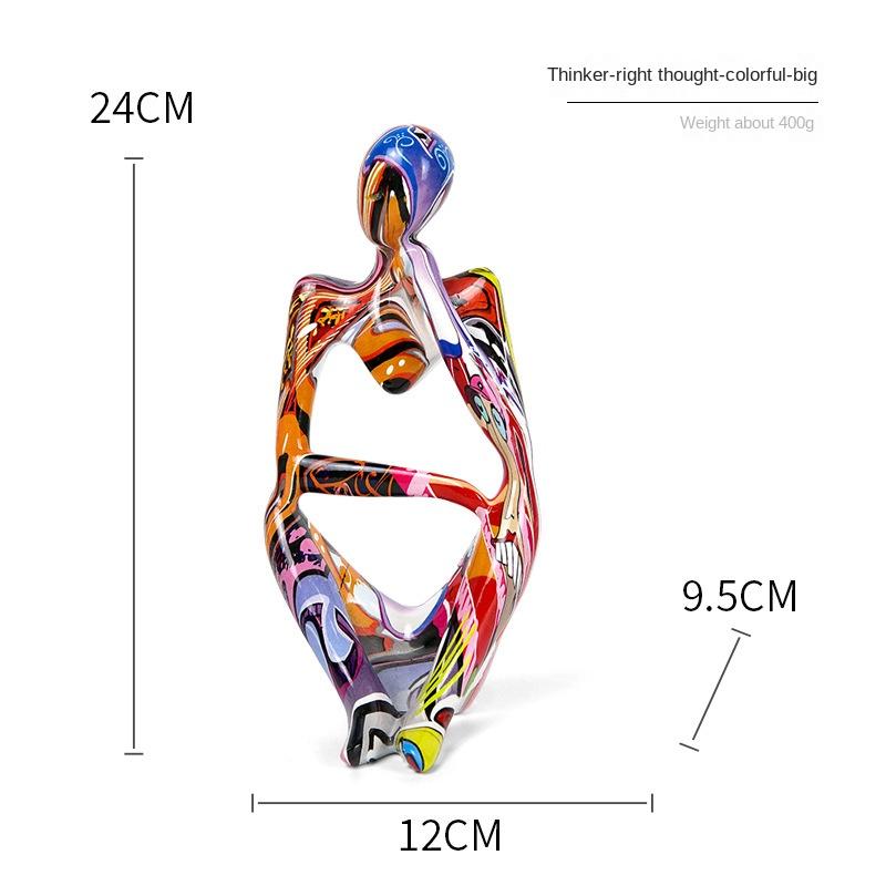 Красочные граффити абстрактные смолы ручная работа скульптура мыслитель фигурка статуя домашний декор интерьер офис настольные украшения