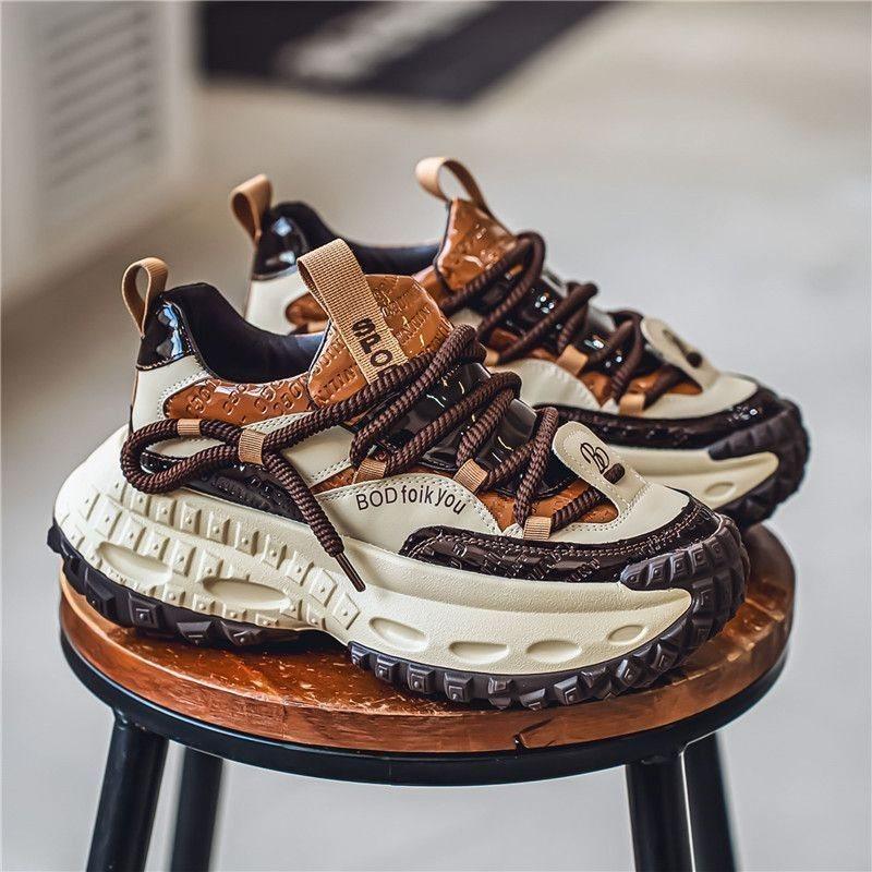 European Station Dad Shoes 2025 Spring Fashion Internet Celebrity Lacquer Lightweight Trendy Shoes Sports Heightening Casual Shoes