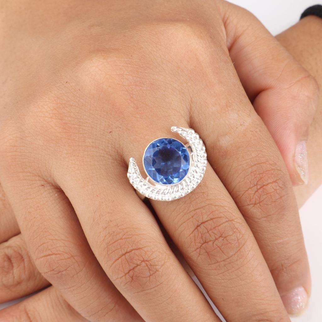 Tanzanite Gemstone 925 Sterling Silver Handmade Jewelry Engagement Ring For Her RR-48-12