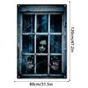 Large Size Fake Window Banner Hanging Design Horror Hanging Cloth  Home Decoration