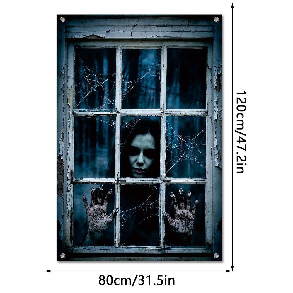 Large Size Fake Window Banner Hanging Design Horror Hanging Cloth Home Decoration