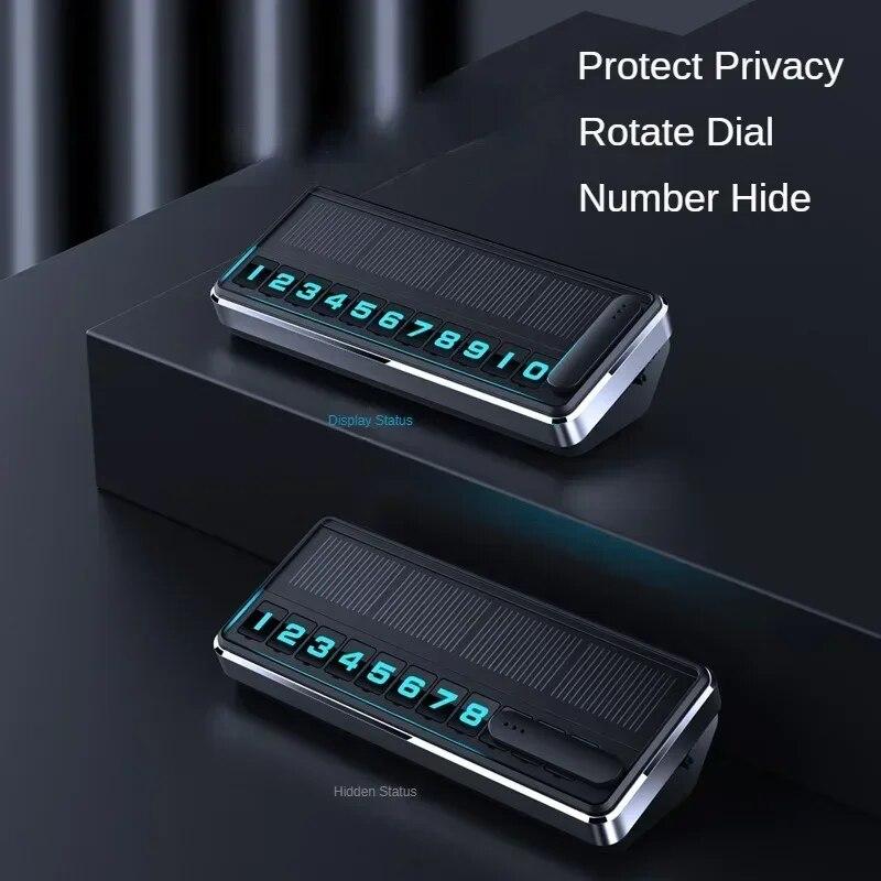 Светящийся номерной знак автомобиля, солнечная зарядка, временная парковочная карта, светодиодное освещение, карта остановки автостоянки, автомобильные аксессуары, интерьер