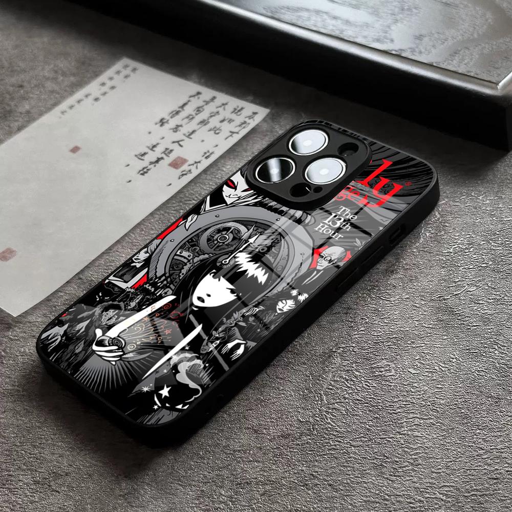 E-Emily The Strange Phone Case for iPhone 18 15 14 Pro 12 11 13 Mini X XR XS Max 8 7 6 Plus SE Glass Design Back Cover